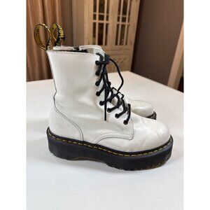 Dr Martens Jadon Womens Size 9 Lace Up Side Zip Platform Boots White